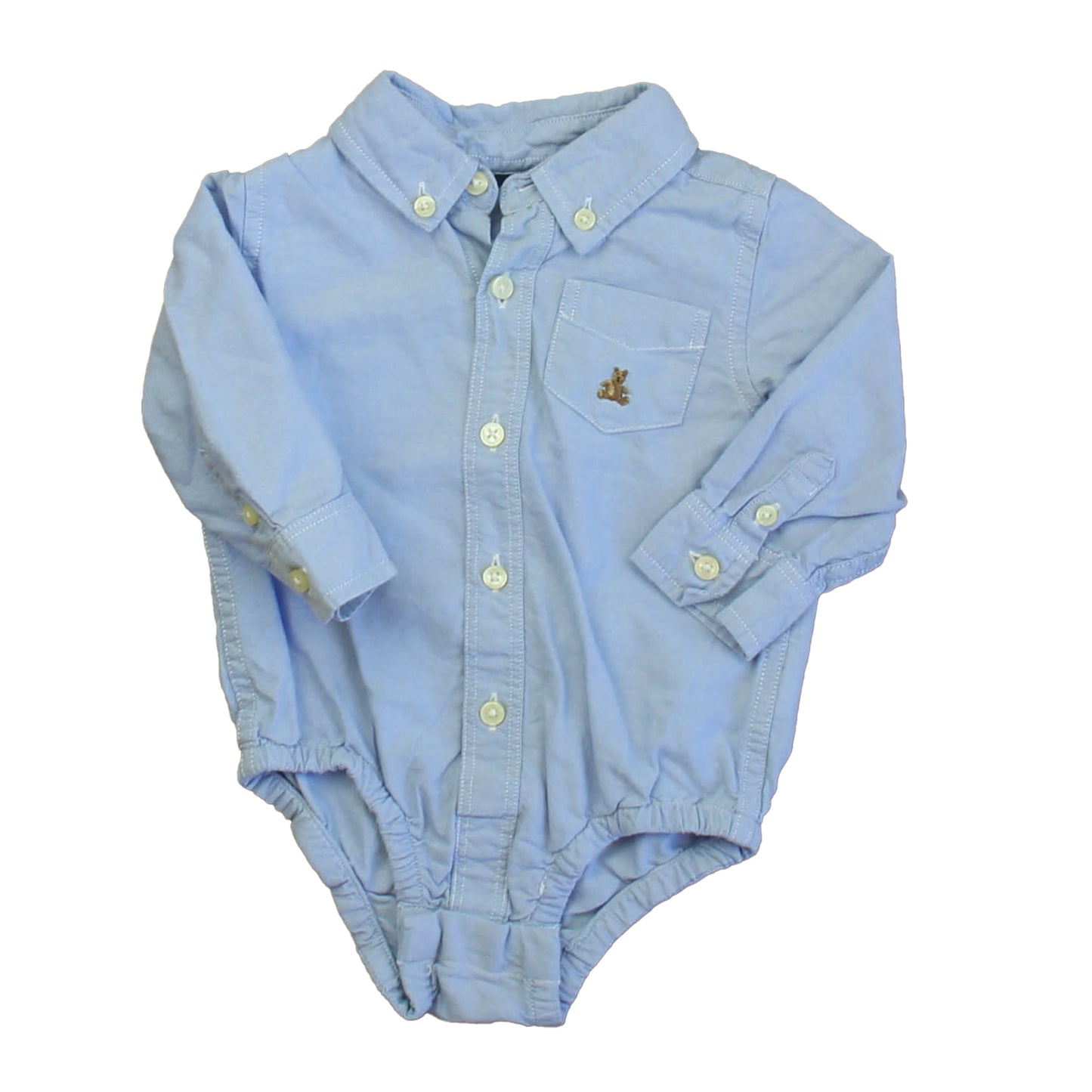 Gap Boys Blue Button Down Long Sleeve Size: 6-12 Months Blue