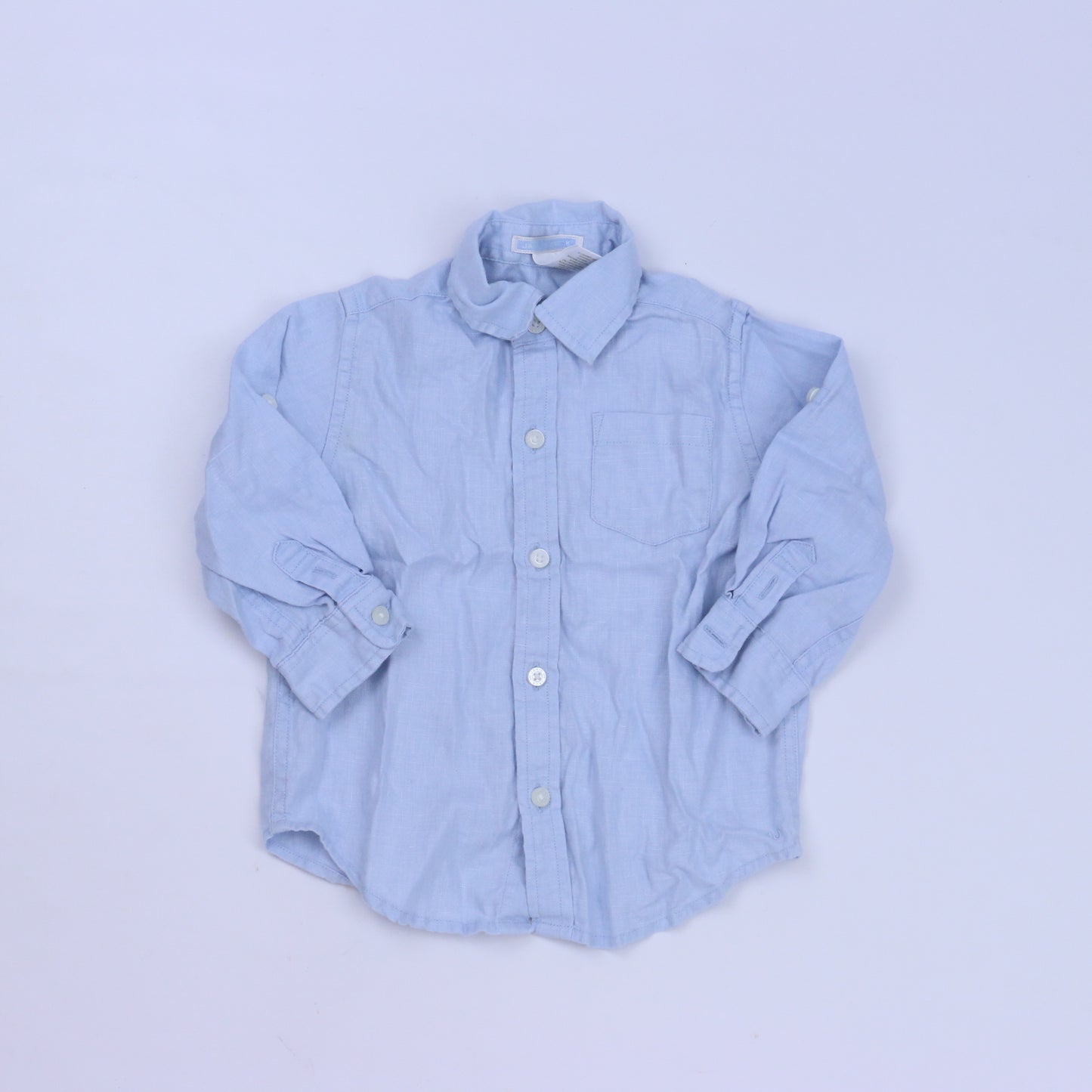 Janie & Jack Boys Blue Button Down Long Sleeve Size: 12-18 Months Blue
