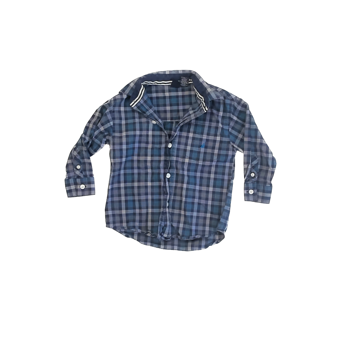 Nautica Boys Blue Button Down Long Sleeve Size: 3T Blue