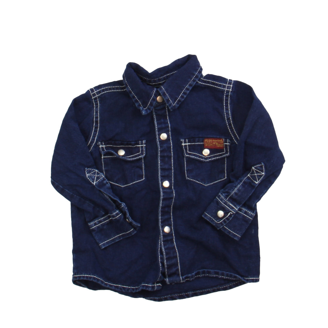 7 for all Mankind Boys Blue Button Down Long Sleeve Size: 12 Months Blue