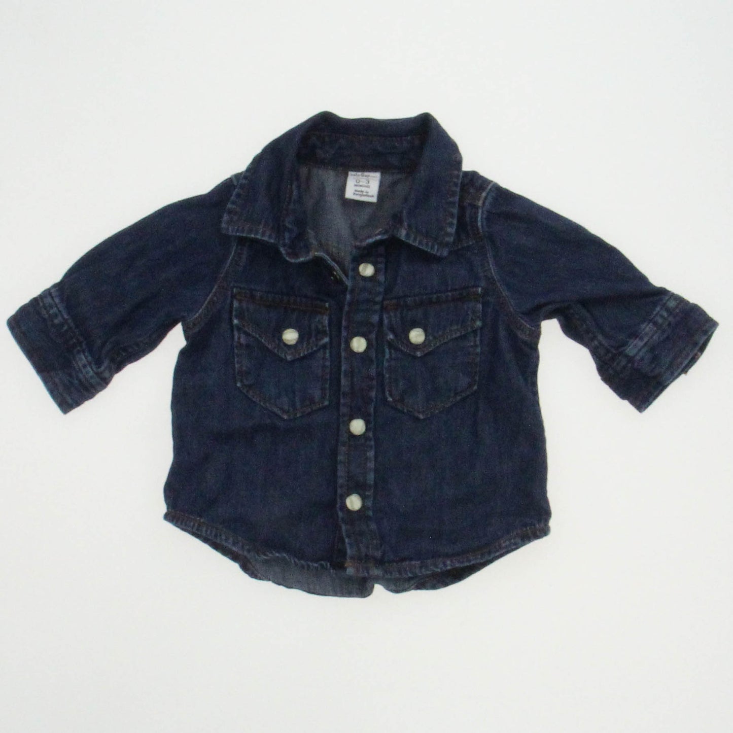 Gap Boys Blue Button Down Long Sleeve Size: 0-3 Months Blue
