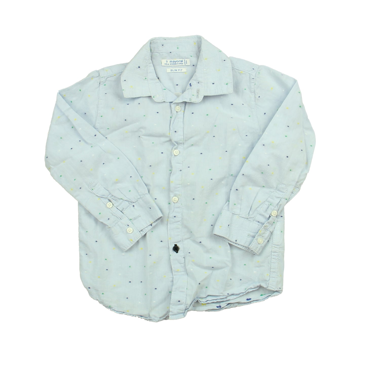 Mayoral Boys Blue Button Down Long Sleeve Size: 3T Blue