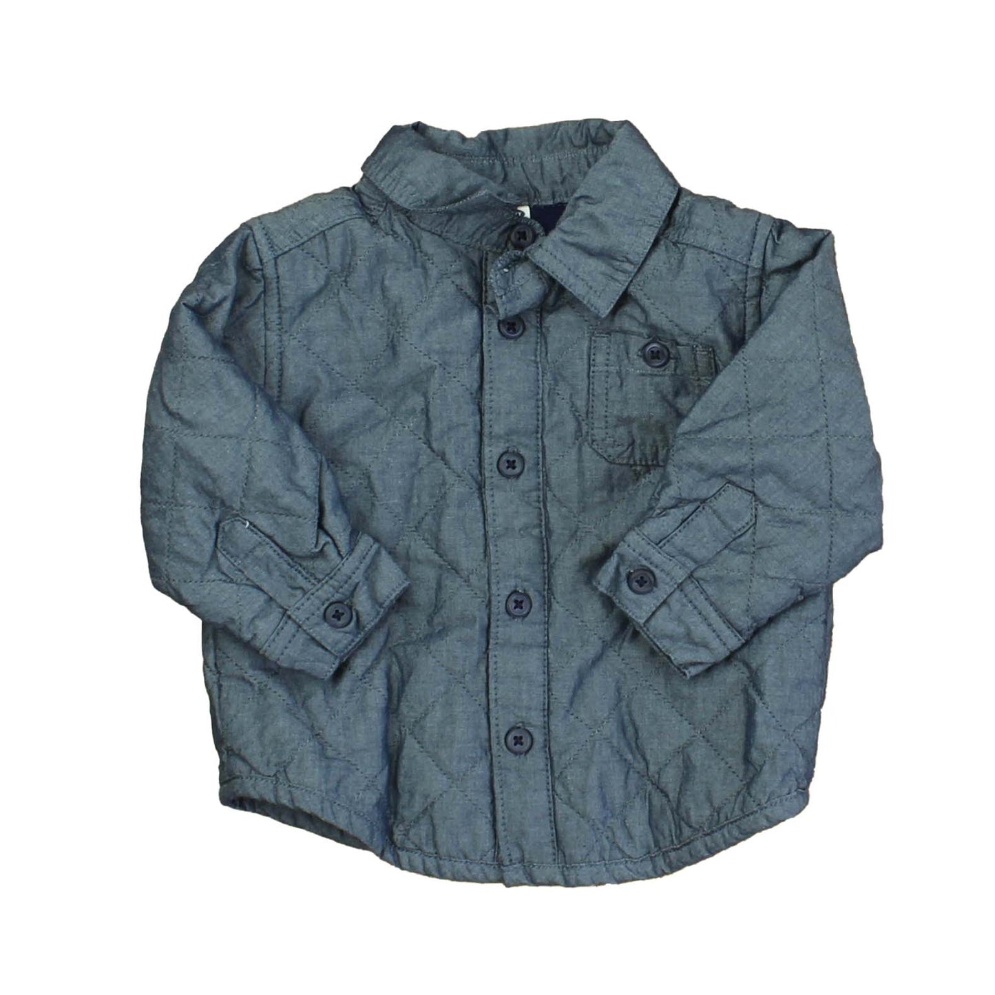 Old Navy Boys Blue Button Down Long Sleeve Size: 6-12 Months Blue