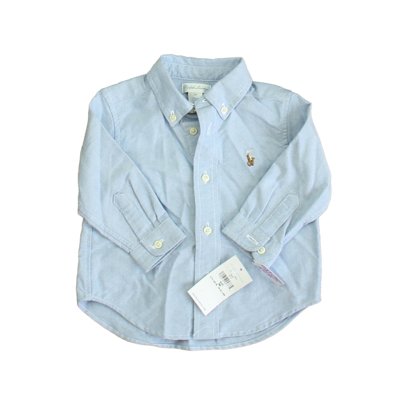 Ralph Lauren Girls Blue Button Down Long Sleeve Size: 9 Months Blue