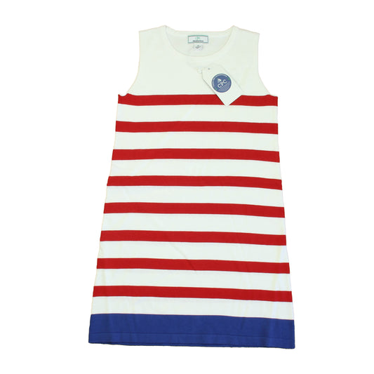 Classic Prep Girls Bright White | Medieval Blue Sweater Dress Size: 6-14 Years Bright White | Medieval Blue