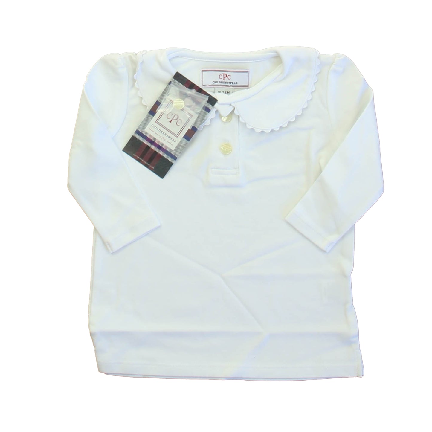 Classic Prep Girls Bright White Long Sleeve Shirt Size: 12-24 Months Bright White