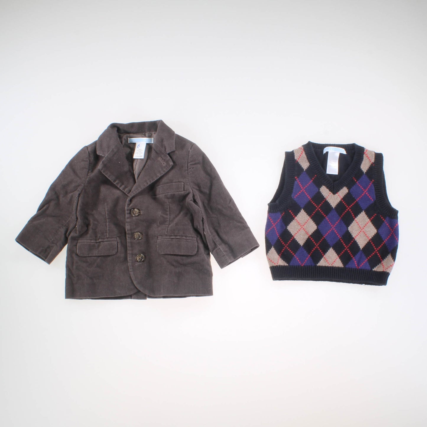 Janie and Jack Boys Brown | Black Argyle Jacket Size: 3-6 Months Brown | Black Argyle