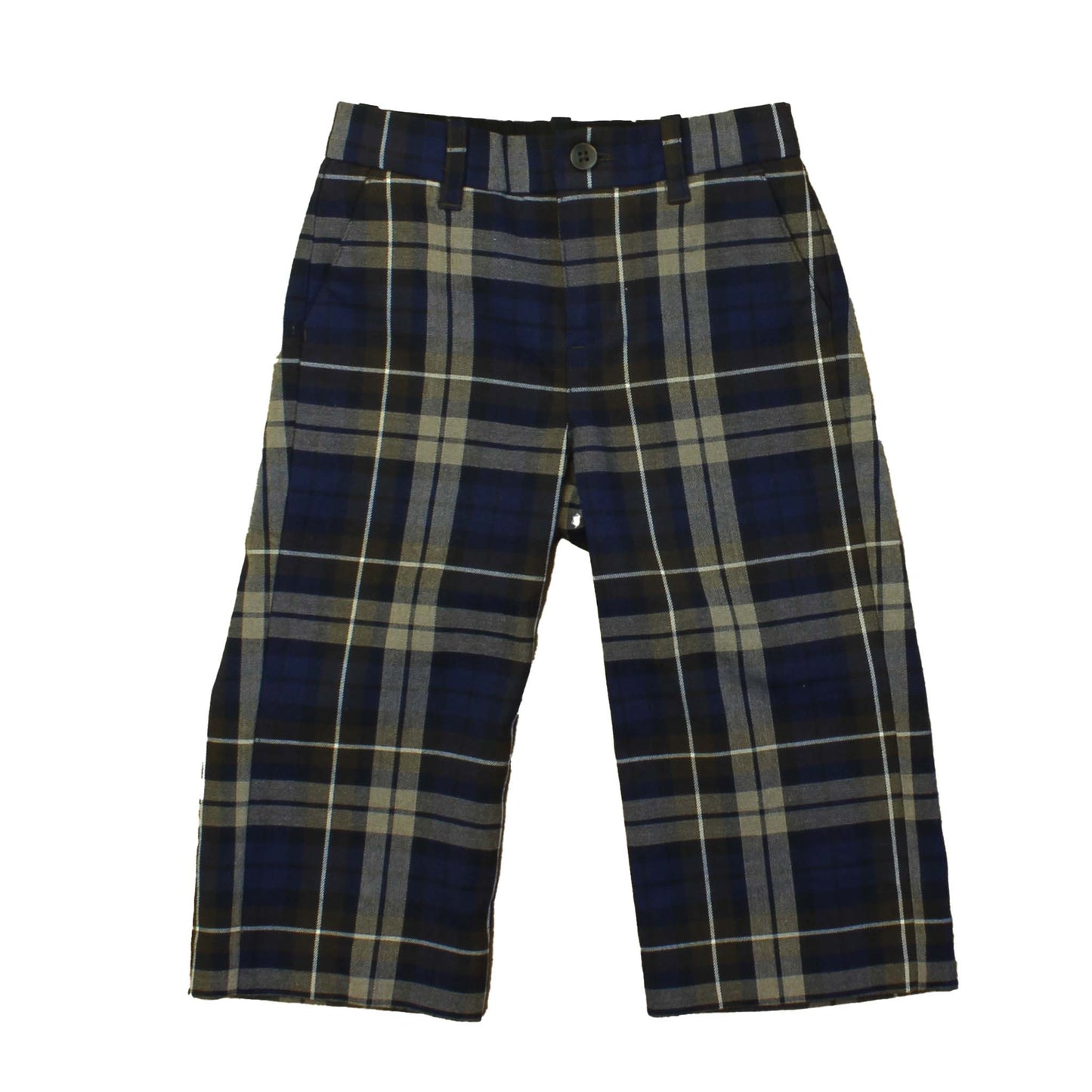 Janie and Jack Boys Brown | Blue | Plaid Pants Size: 18-24 Months Brown | Blue | Plaid