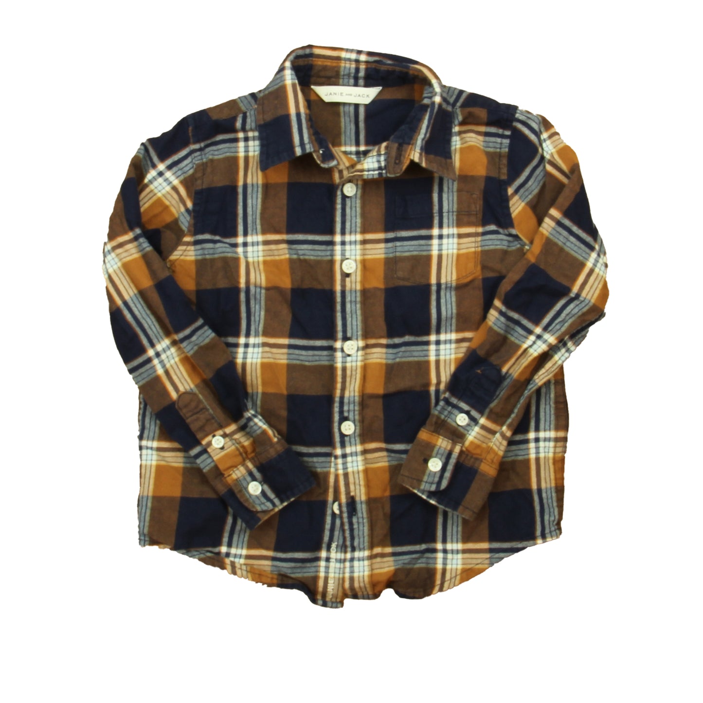 Janie and Jack Boys Brown | Blue Button Down Long Sleeve Size: 3-4T Brown | Blue