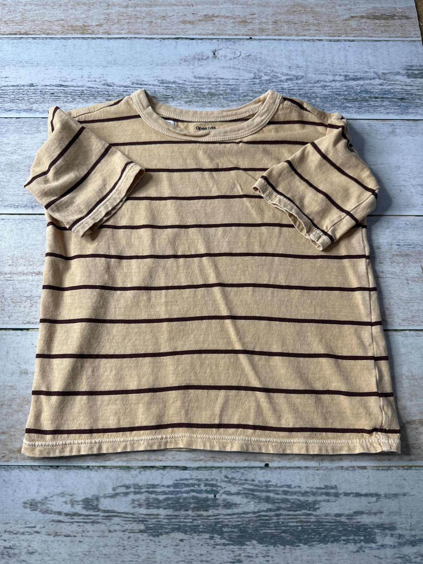 Open Edit Boys Brown | Brown | Stripe T-Shirt Size: 3T Brown | Brown | Stripe