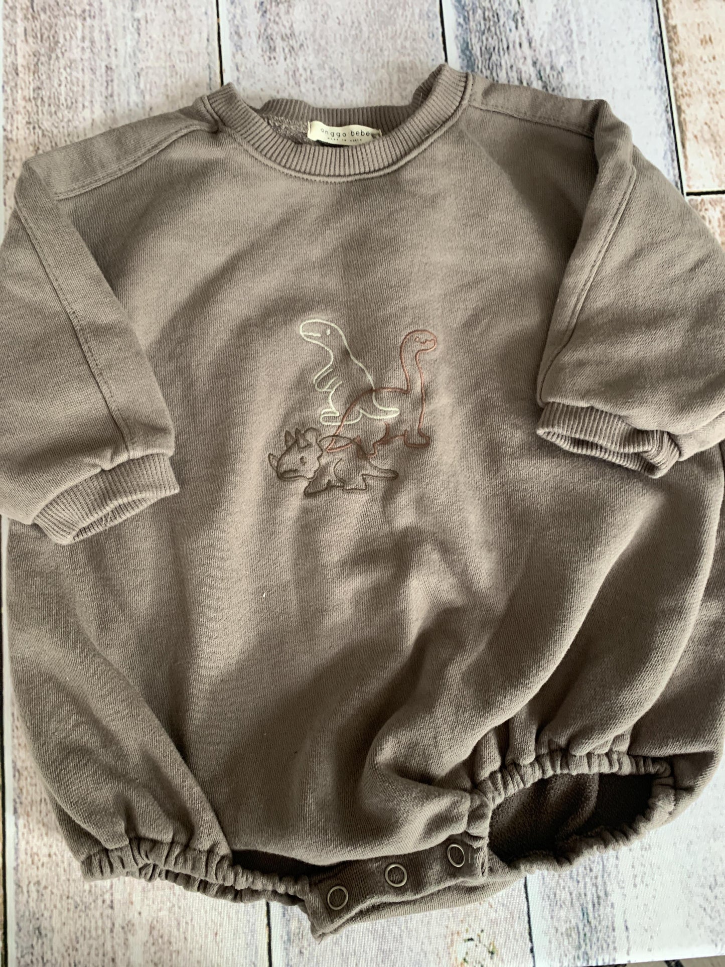 Anggo bebe Boys Brown | Dinosaur Long Sleeve Outfit Size: 18 months Brown | Dinosaur