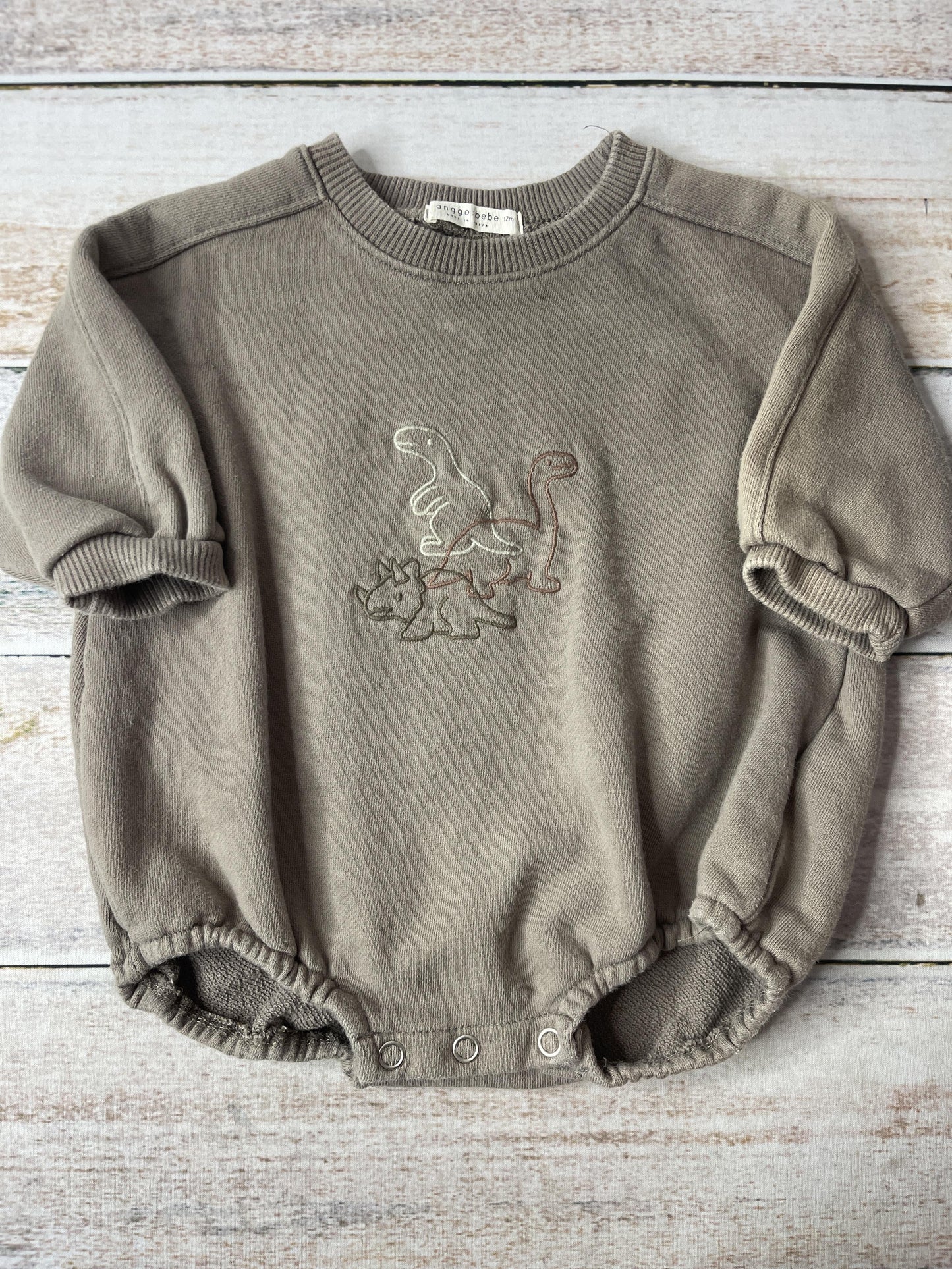 Anggo bebe Boys Brown | Dinosaur Long Sleeve Outfit Size: 12M Brown | Dinosaur