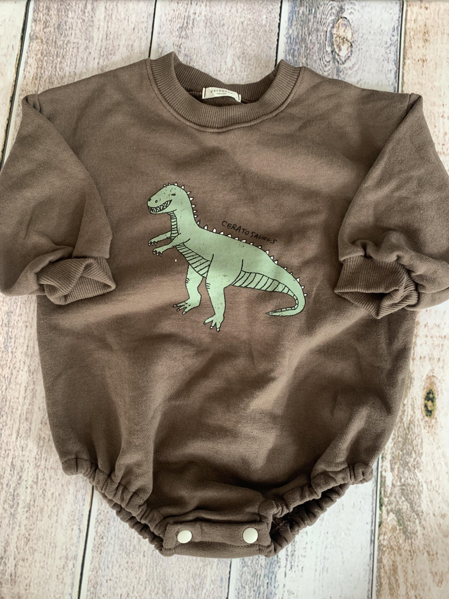 Blackbean Boys Brown | Dinosaur Long Sleeve Outfit Size: 12-18 months Brown | Dinosaur