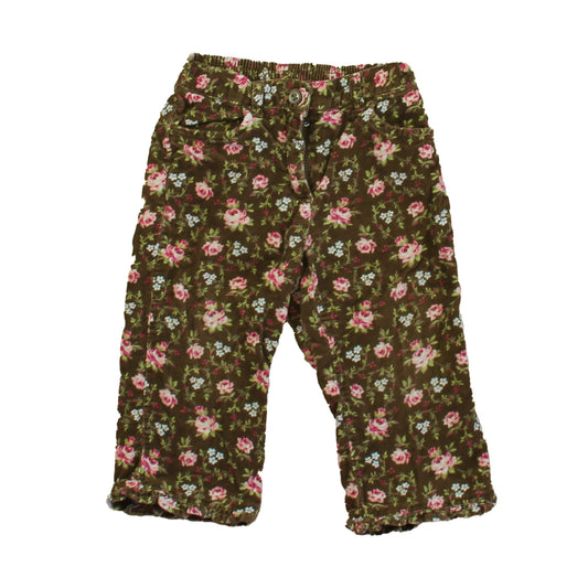 Janie and Jack Girls Brown Floral Corduroy Pants Size: 18-24 Months Brown Floral
