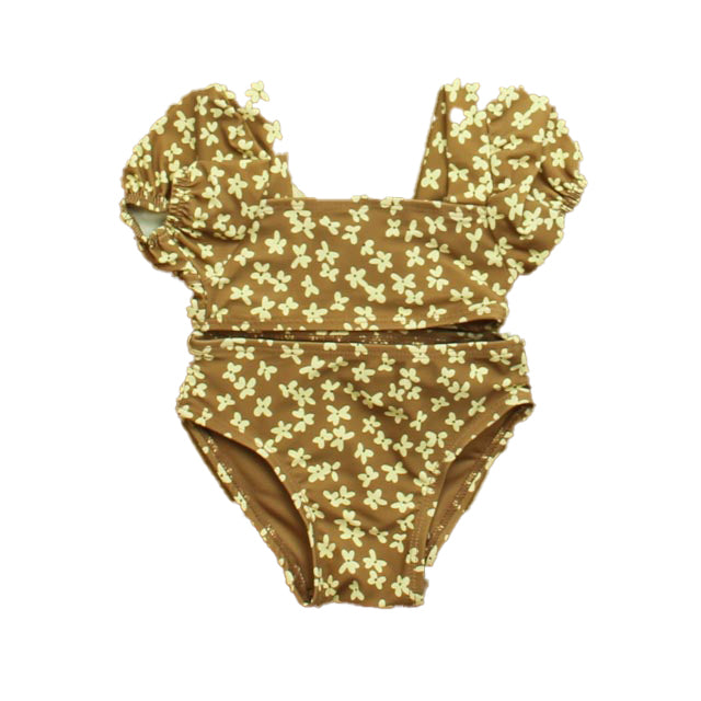 Quincy Mae Girls Brown Floral 2-piece Swimsuit Size: 6-12 Months Brown Floral
