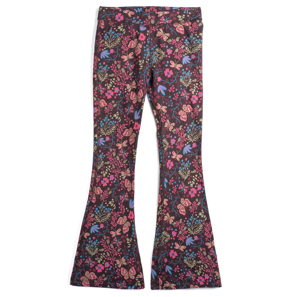 Mightly Girls Brown Floral Leggings Size: 6-14 Years Brown Floral