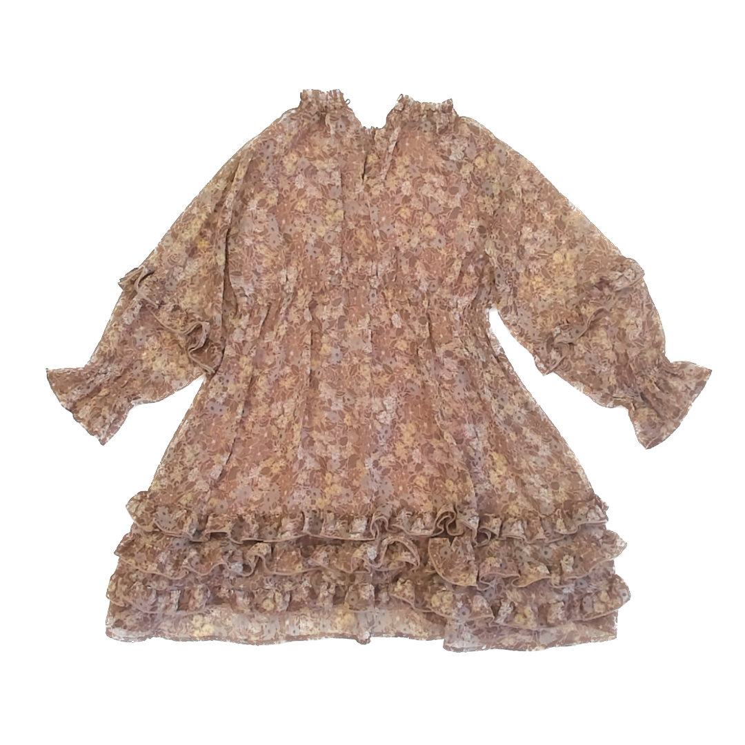 Noralee Girls Brown Floral Dress Size: 6 Years Brown Floral