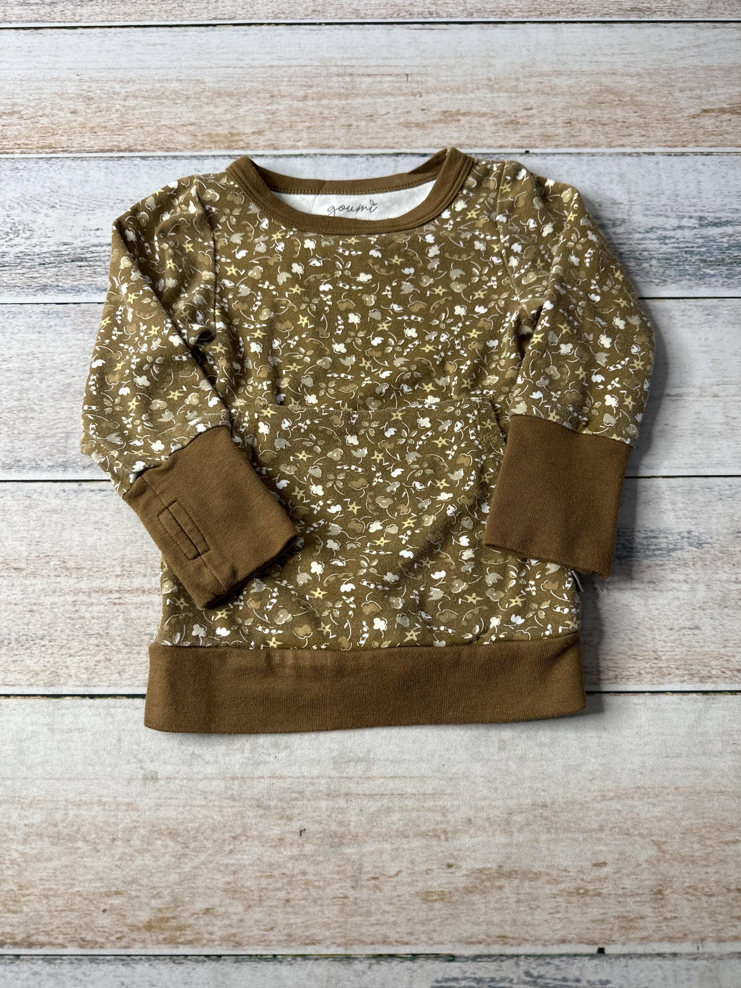Goumi Girls Brown | Floral Long Sleeve Shirt Size: 2T Brown | Floral