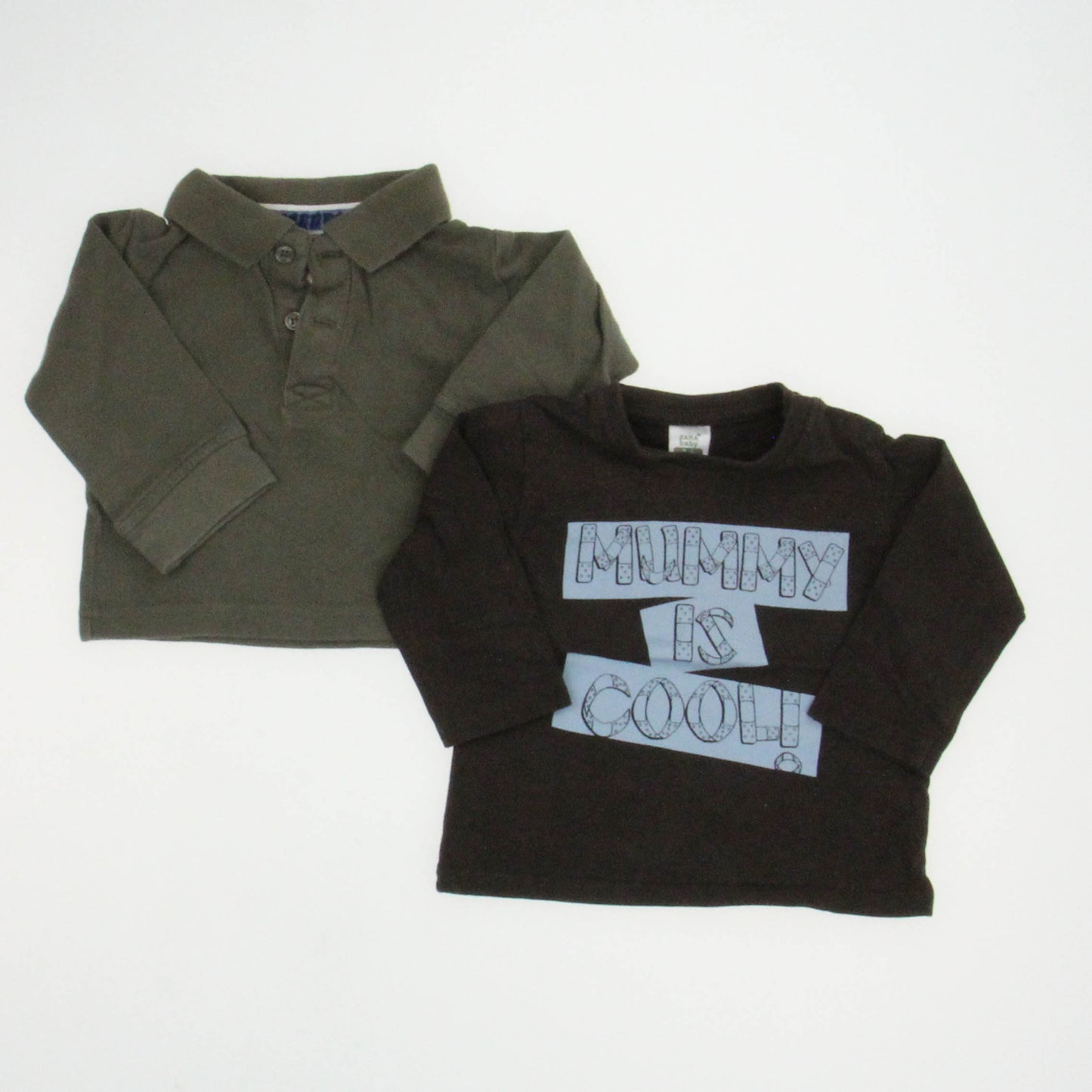 Zara Boys Brown | Green Long Sleeve Shirt Size: 3-6 Months Brown | Green
