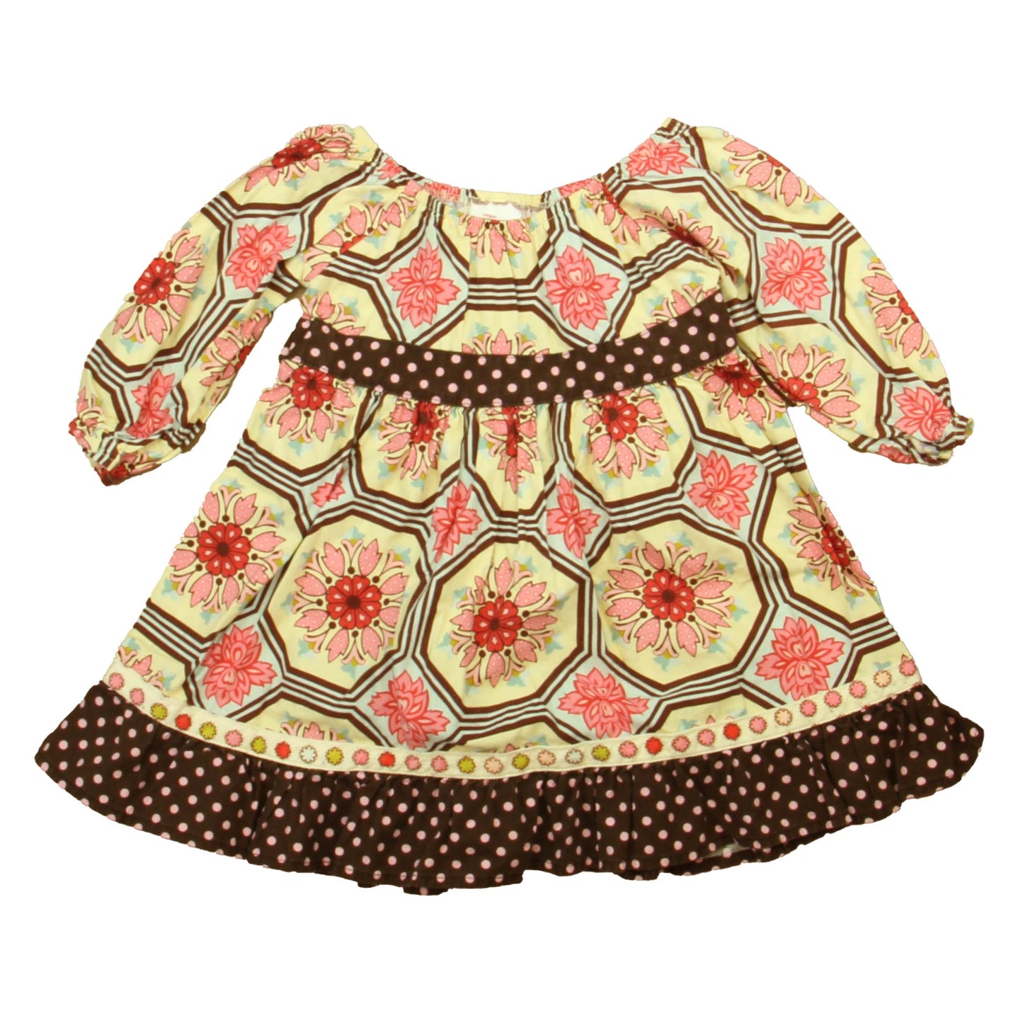 Beary Basics Girls Brown | Ivory | Pink Dress Size: 2T Brown | Ivory | Pink