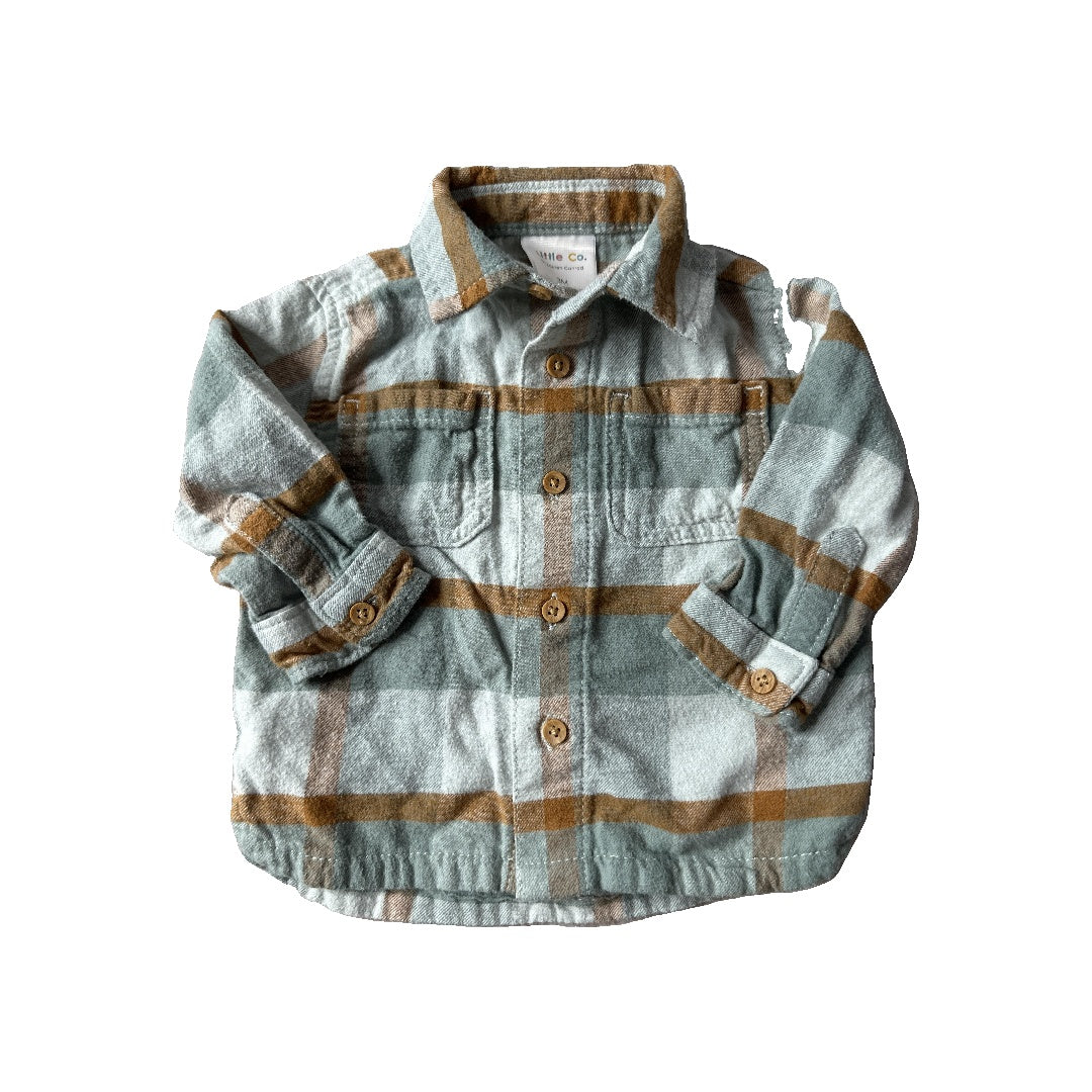 Little Co. Boys Brown | light green Button Down Short Sleeve Size: 0-3 months Brown | light green