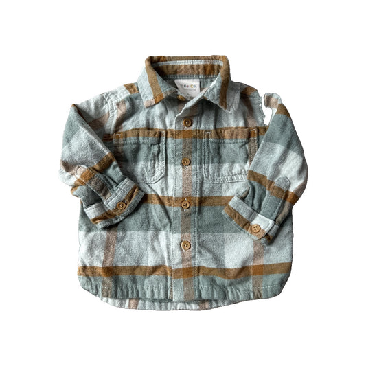 Little Co. Boys Brown | light green Button Down Short Sleeve Size: 0-3 months Brown | light green
