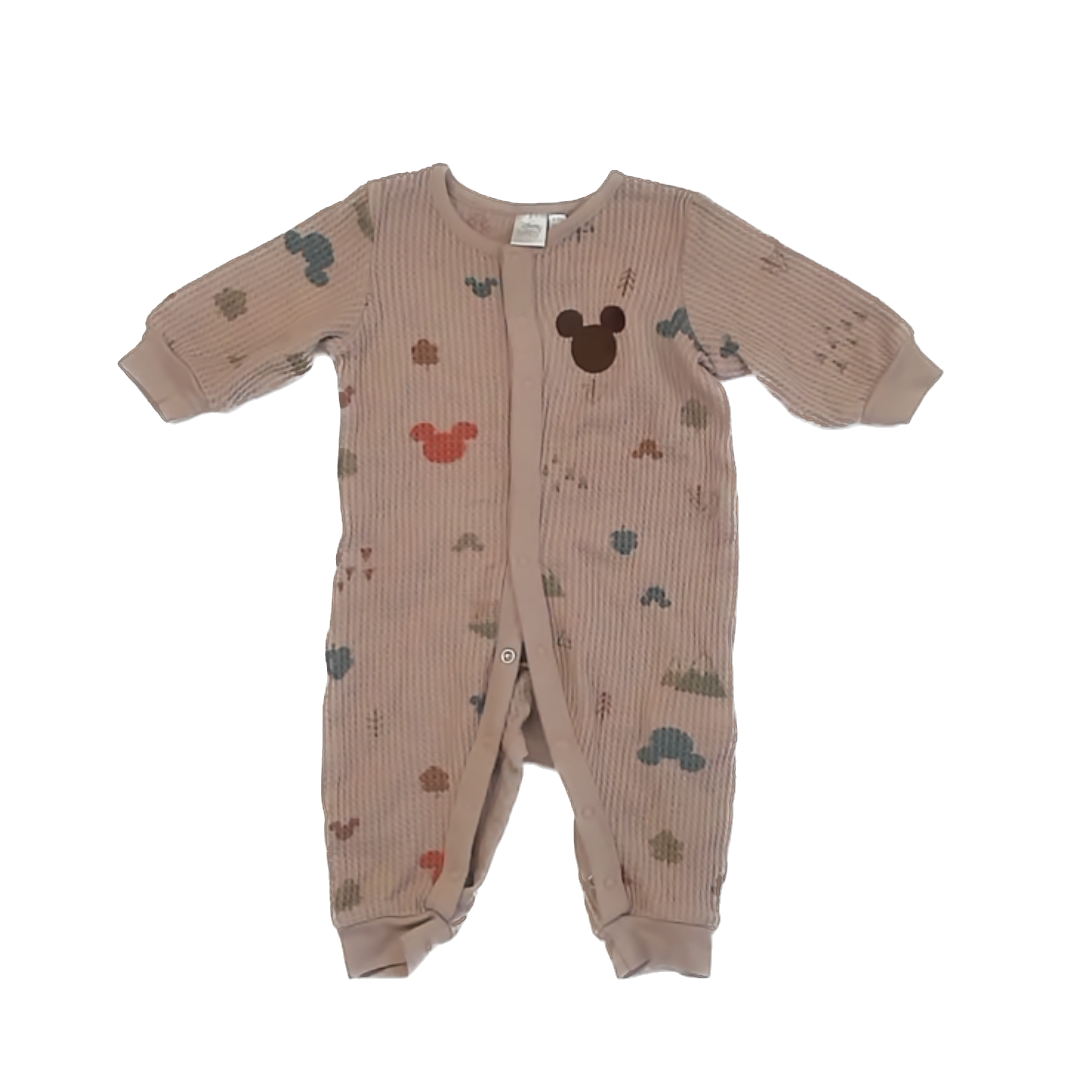 Disney Boys Brown | Mickey Mouse 1-piece Non-footed Pajamas Size: 6-9 Months Brown | Mickey Mouse