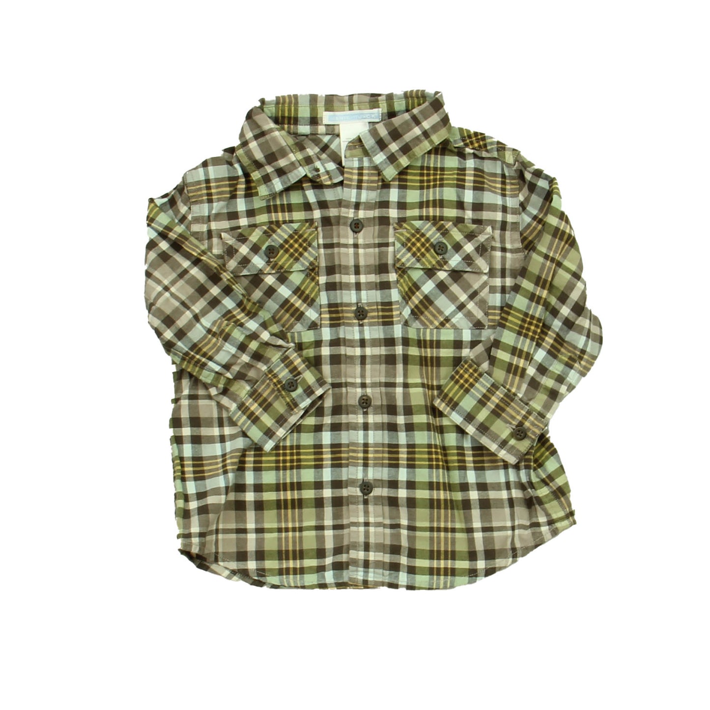 Janie and Jack Boys Brown | Plaid Button Down Long Sleeve Size: 12-18 Months Brown | Plaid