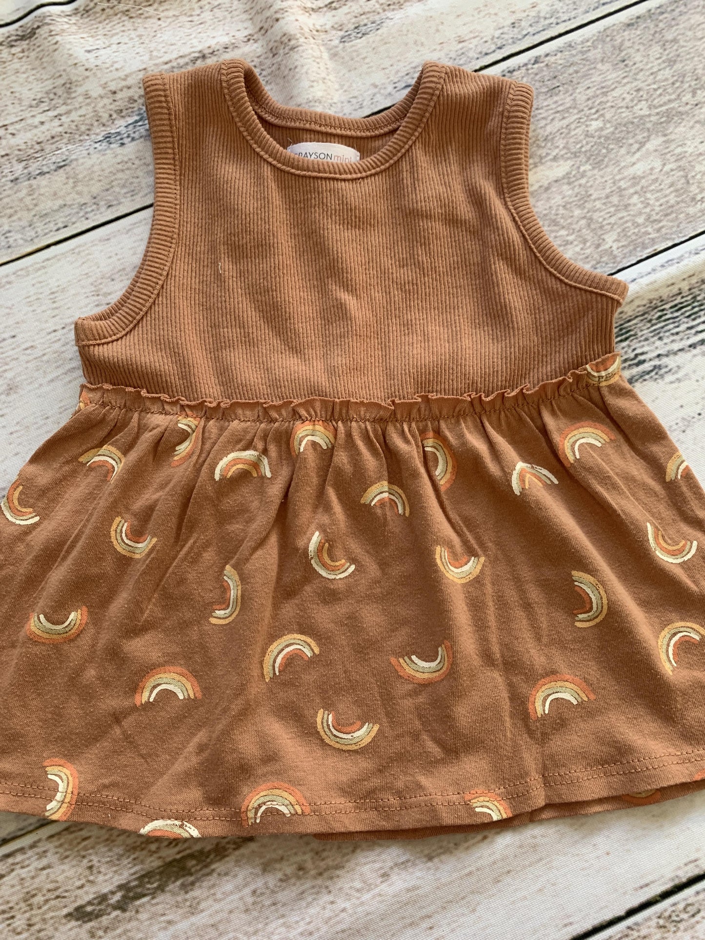 Grayson mini Girls Brown | Rainbow Dress Size: 12M Brown | Rainbow