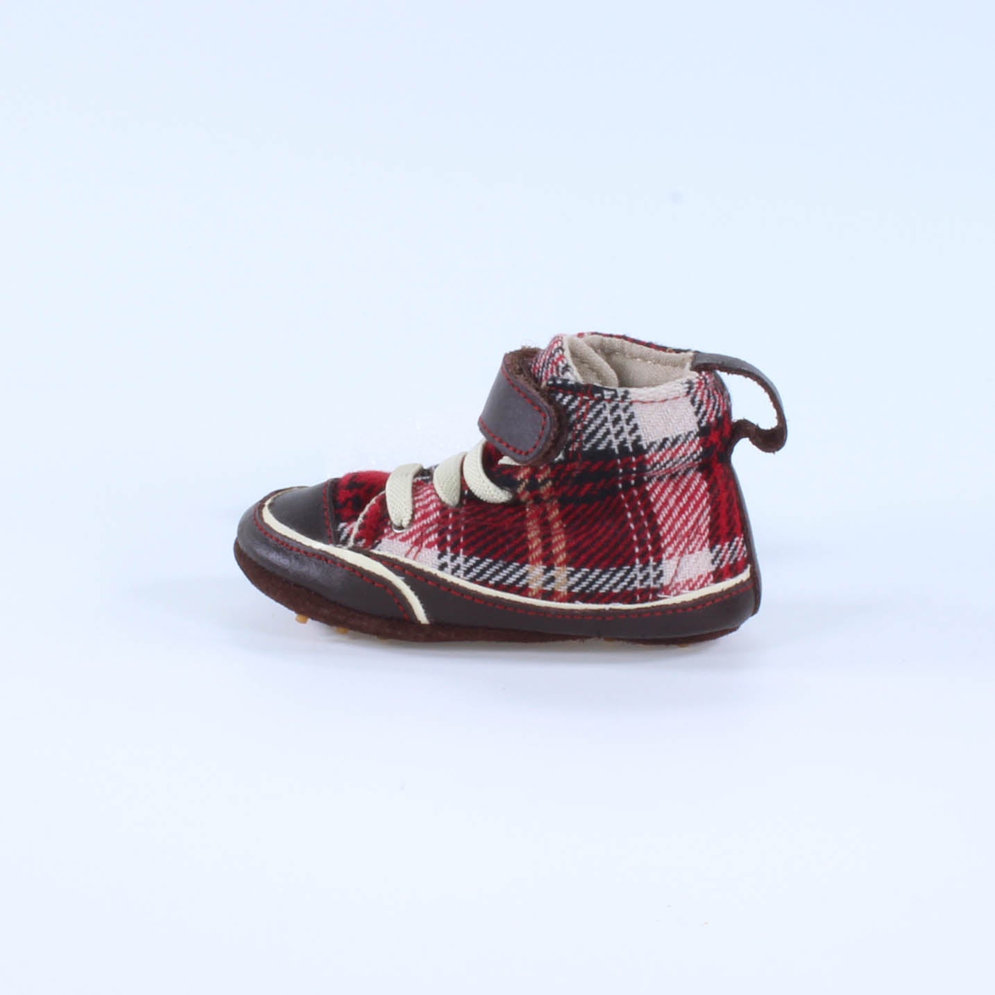 Sweet Shoes Boys Brown | Red | Plaid Booties Size: 0-6 Months Brown | Red | Plaid