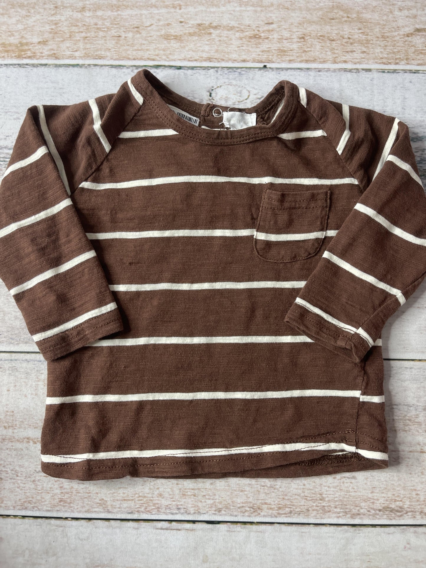 Jamie Kay Boys brown striped Long Sleeve Shirt Size: 6-12 months brown striped