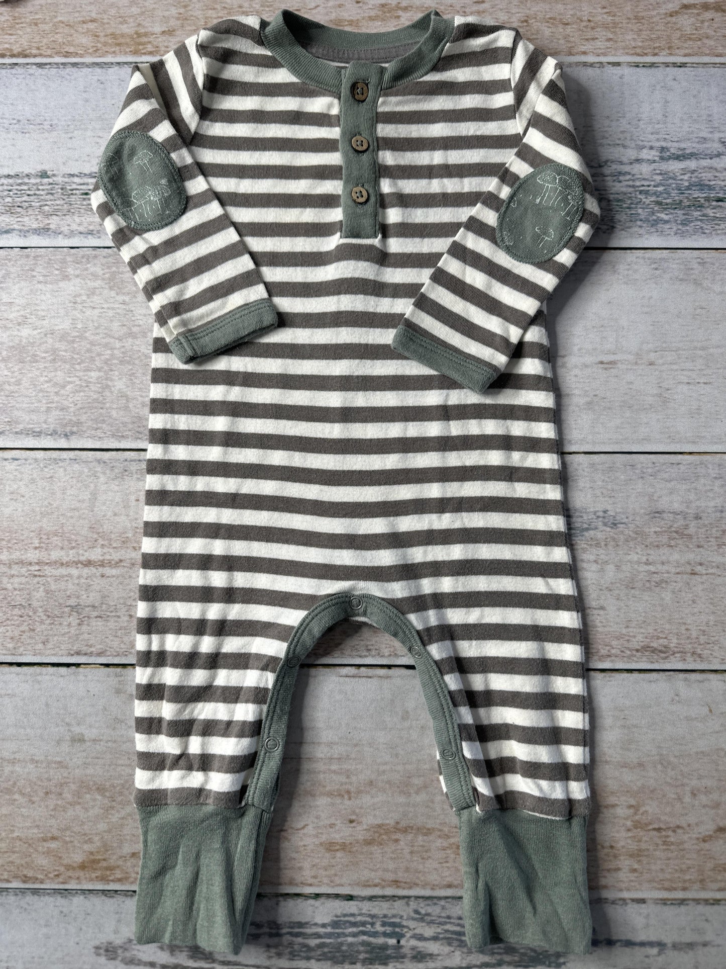 Burt's Bees Boys Brown | Striped Long Sleeve Outfit Size: 3-6 months Brown | Striped