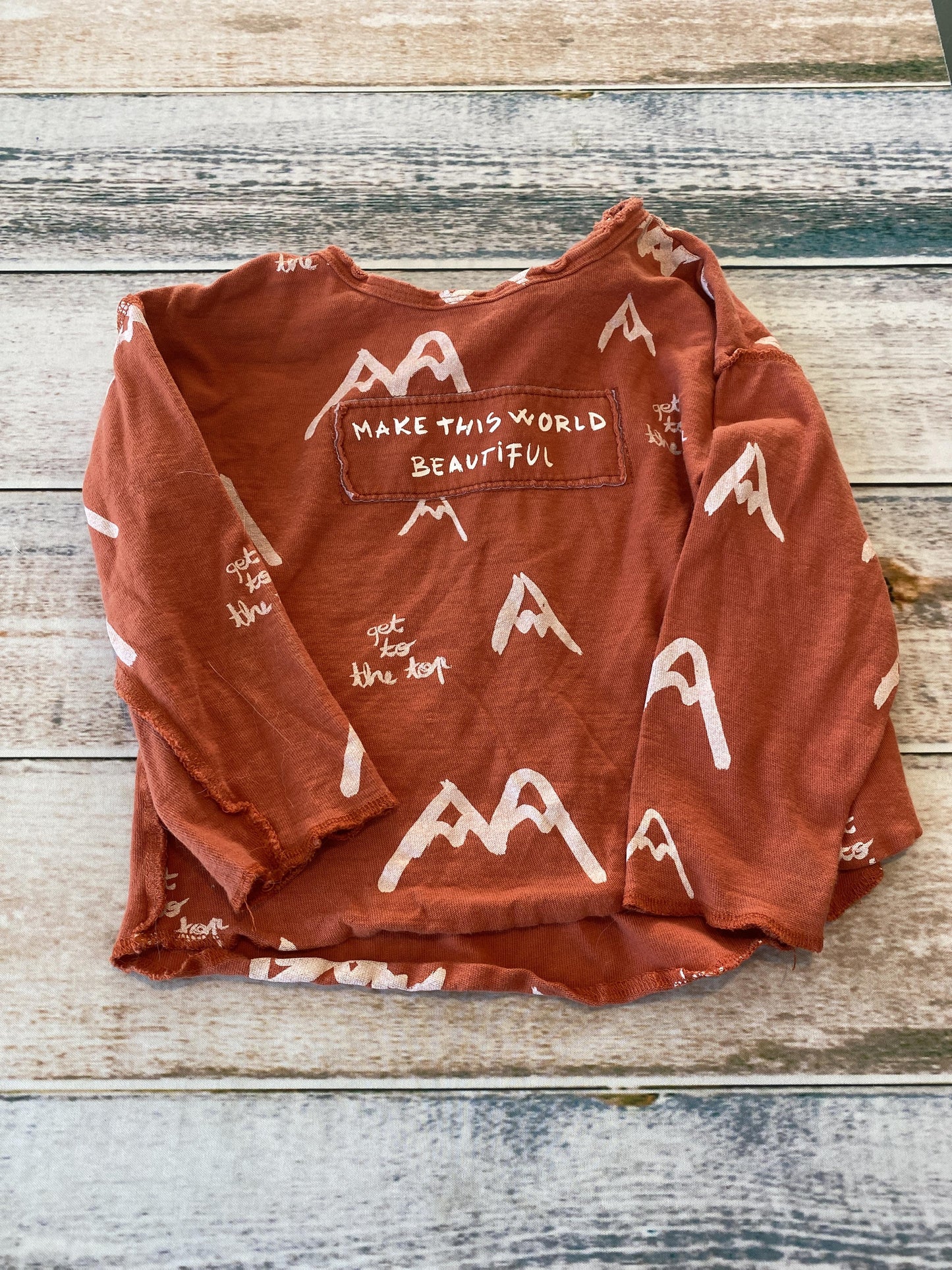 Zara Boys Brown | Text Long Sleeve Shirt Size: 2-3 Years Brown | Text