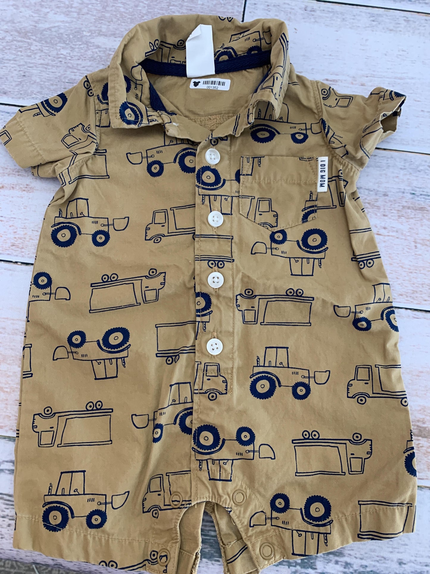 Carters Boys Brown | Trucks Romper Size: 3 months Brown | Trucks