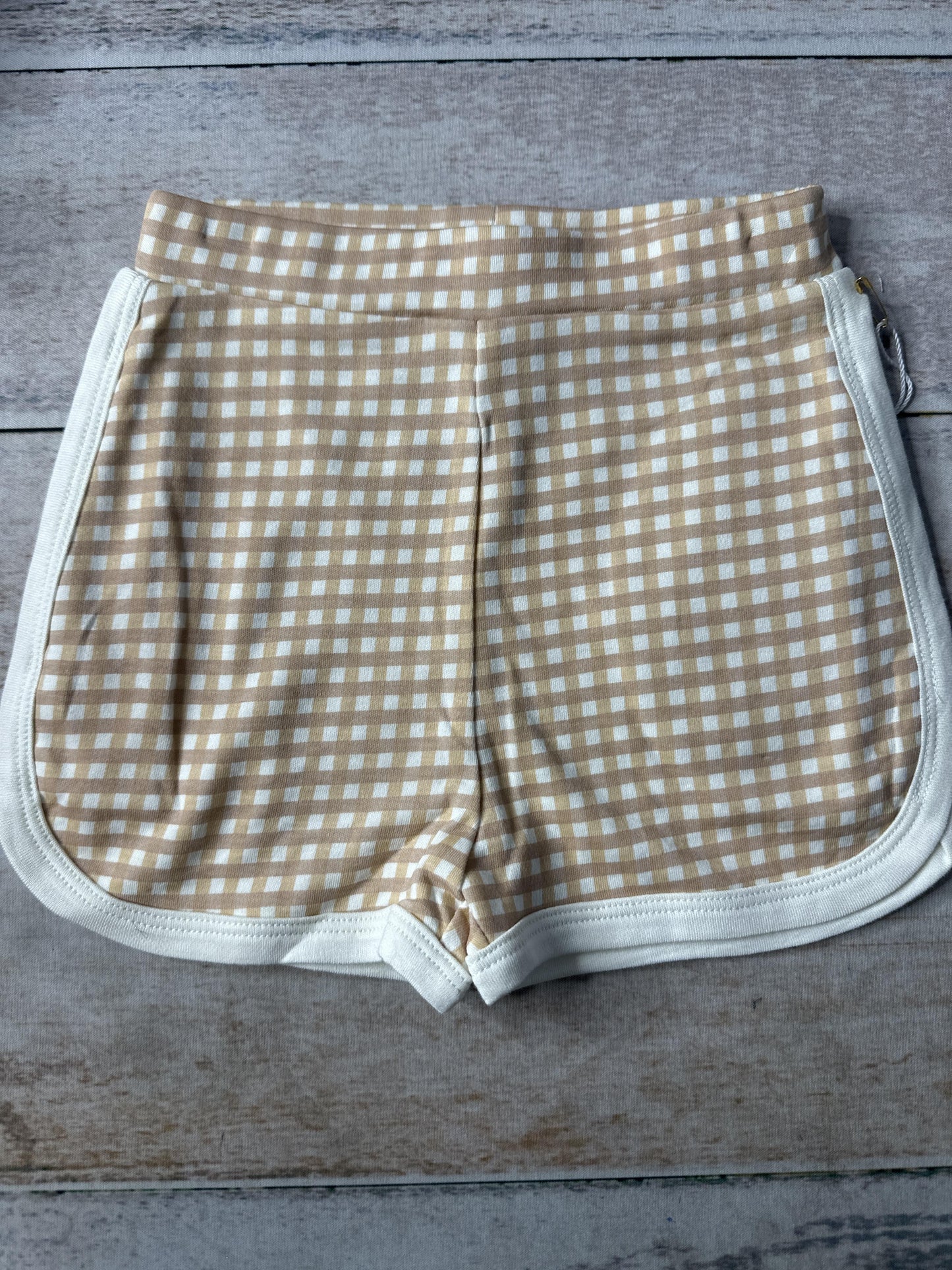 Goumi Unisex Brown | whiite | plaid Shorts Size: 2T Brown | whiite | plaid