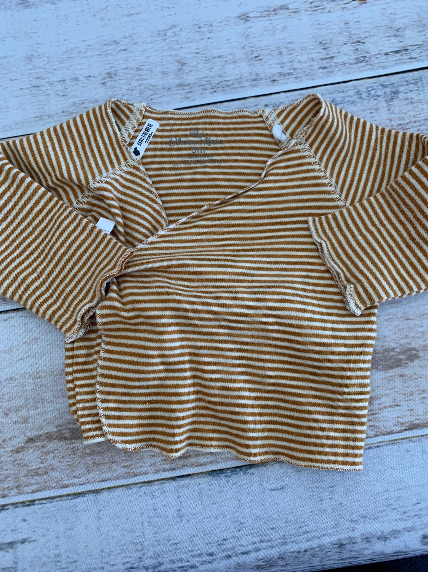 Oliver & Rain Boys Brown | White | Striped Shirt Size: 3 months Brown | White | Striped