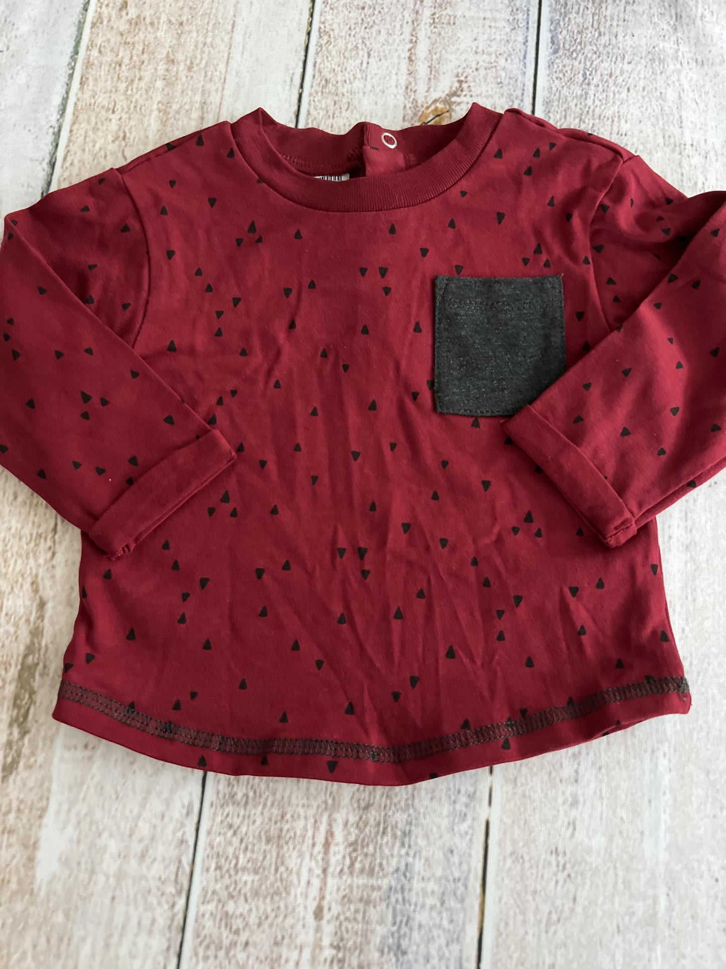Focus Boys Burgundy | Black | Pattern Long Sleeve Shirt Size: 12M Burgundy | Black | Pattern
