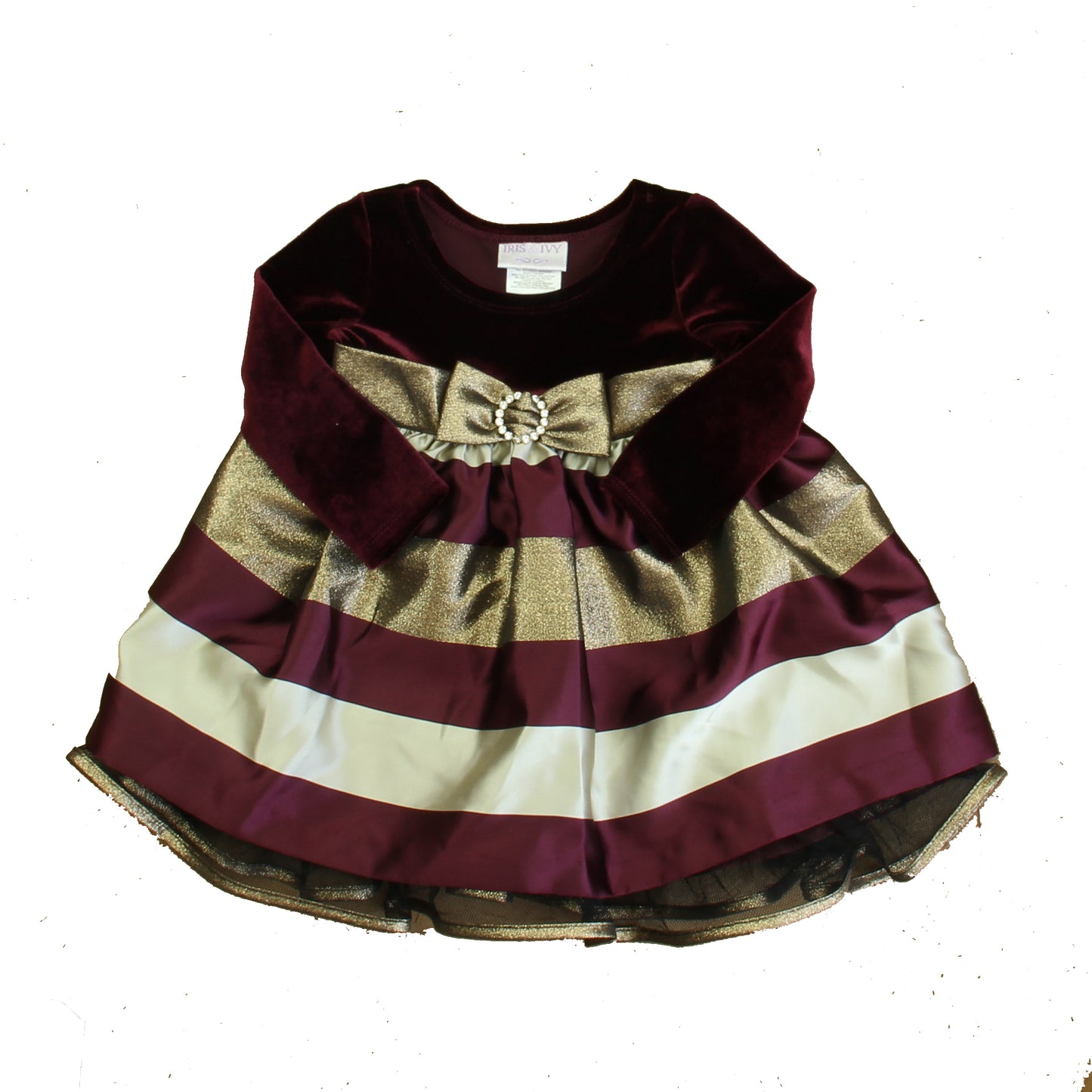 Iris & Ivy Girls Burgundy | Gold Special Occasion Dress Size: 12 Months Burgundy | Gold