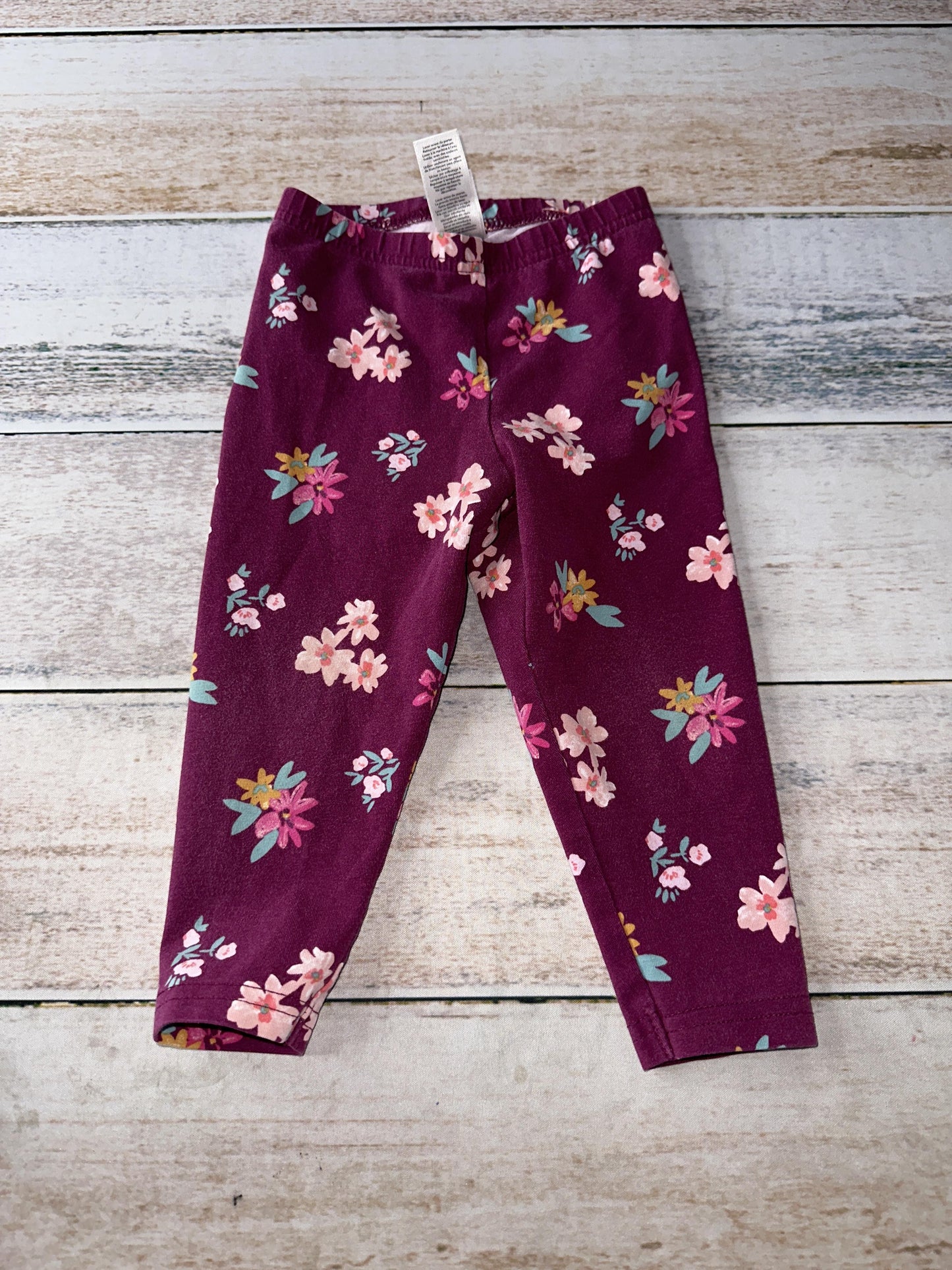 Carters Girls Burgundy | Pink floral Pants Size: 18 months Burgundy | Pink floral