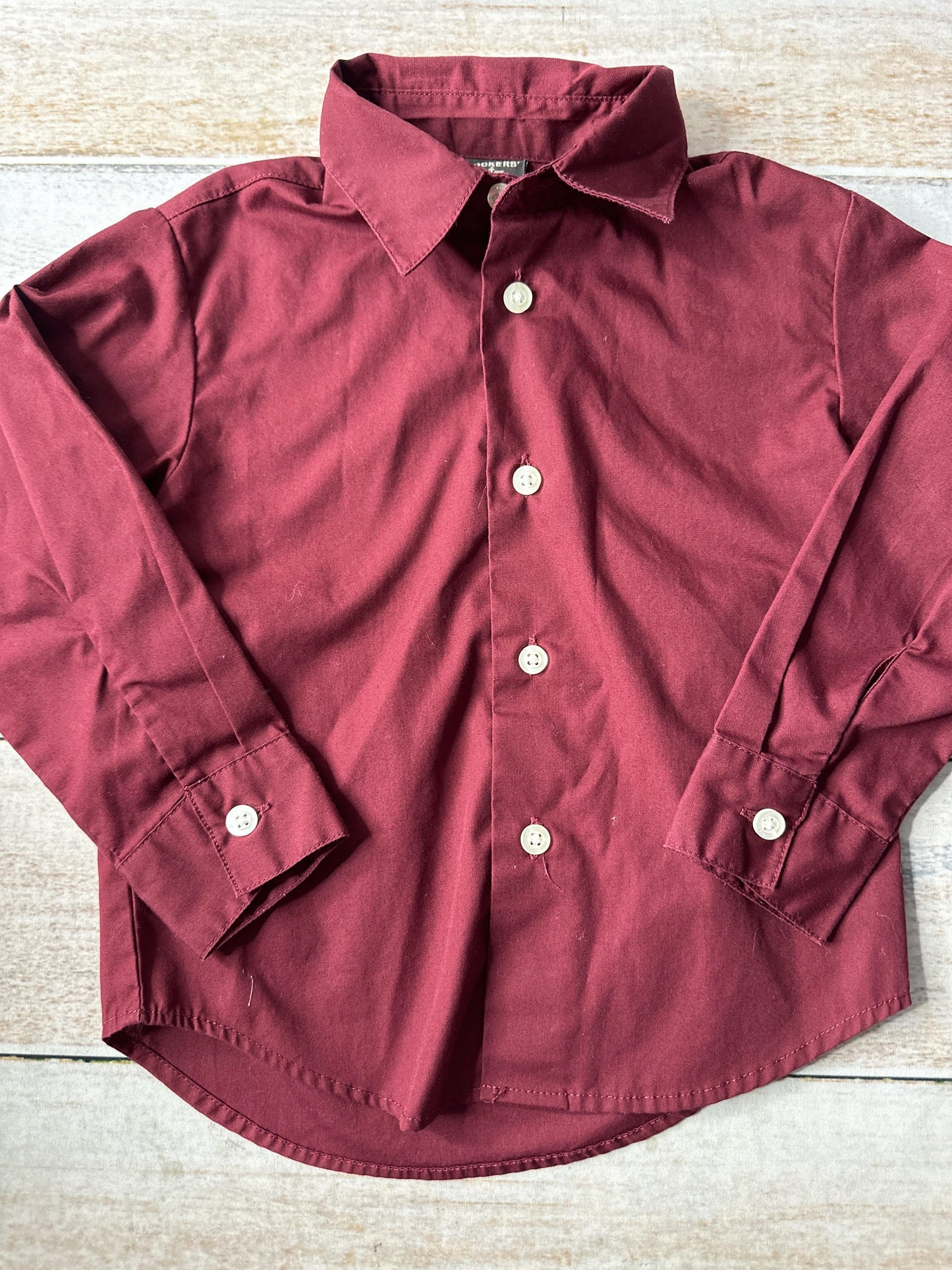 Dockers Boys Burgundy Button Down Short Sleeve Size: 3T Burgundy