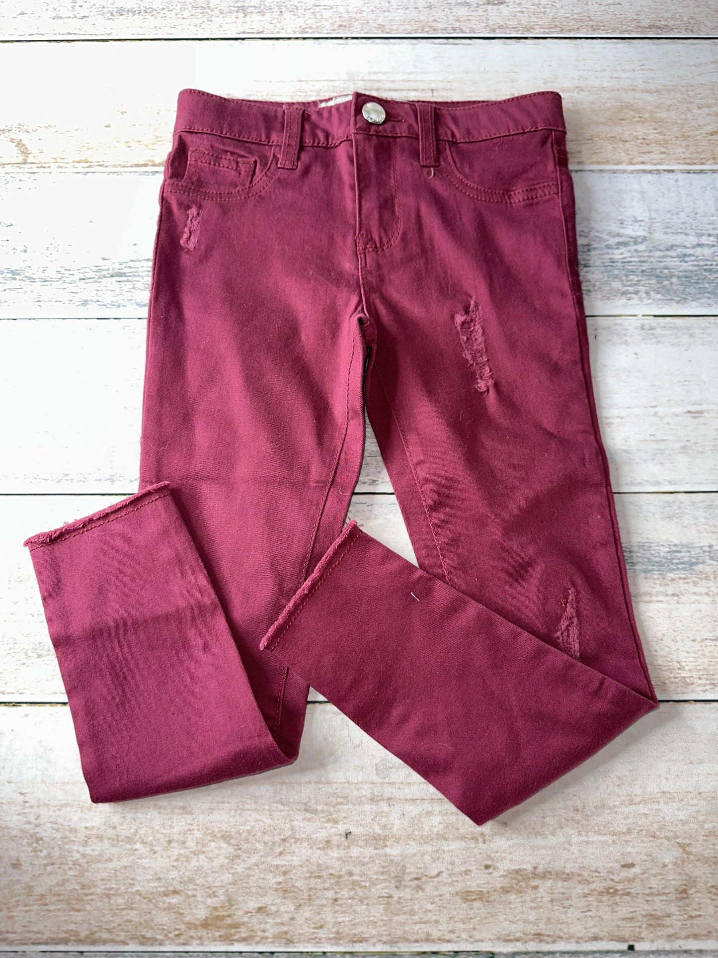 Denim Co Girls Burgundy Jeans Size: 5-6 Years Burgundy