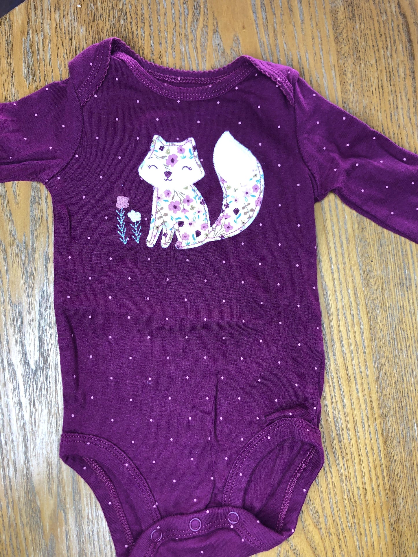 Carters Girls Burgundy Onesie Size: 3-6 months Burgundy