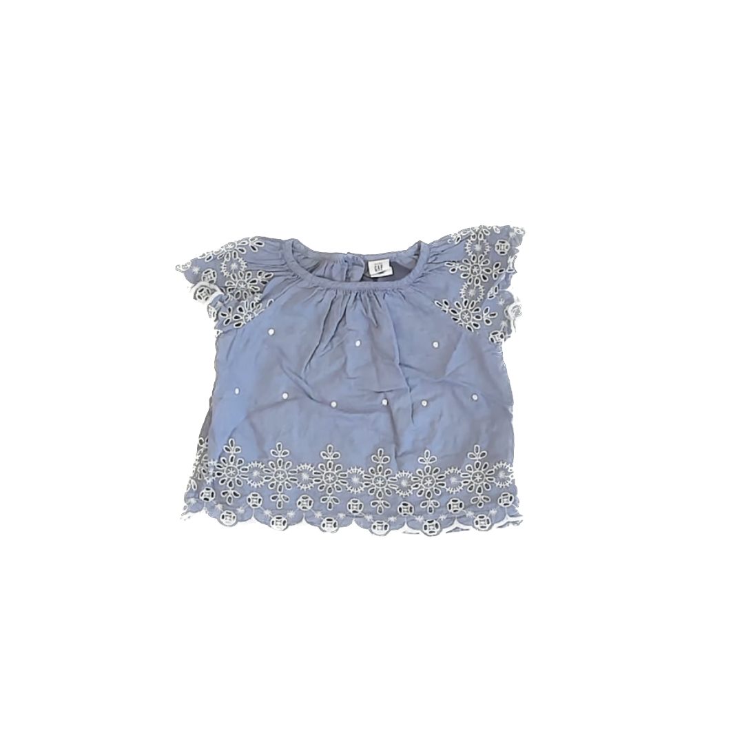 Gap Girls Chambray Short Sleeve Shirt Size: 2T Chambray