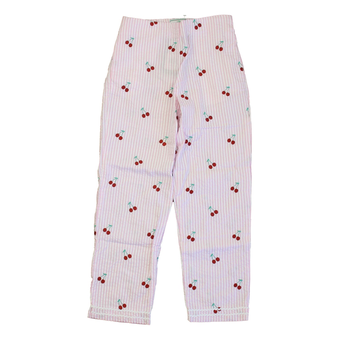 Classic Prep Girls Cherries on Pink Stripe Pants Size: 6-14 Years Cherries on Pink Stripe