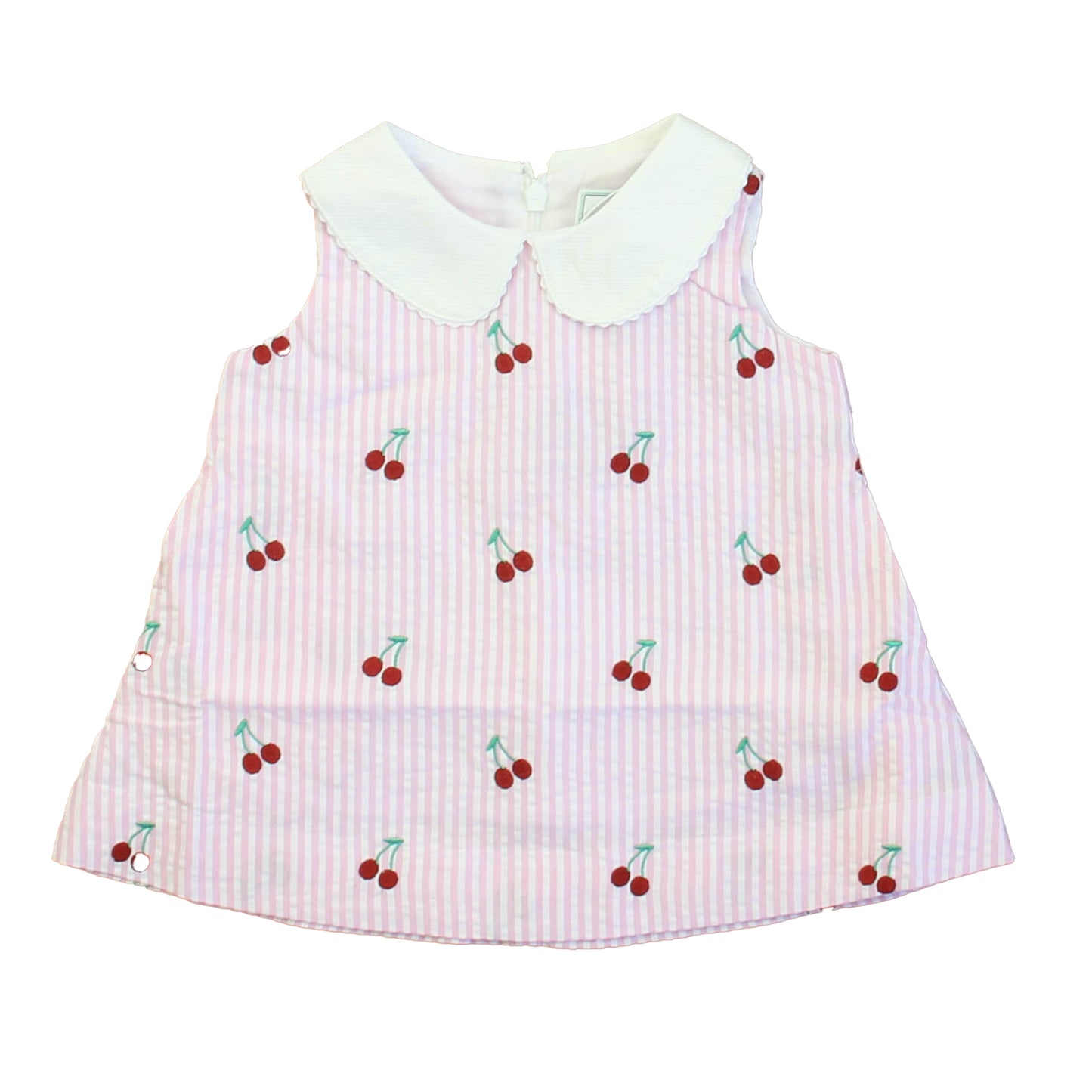 Classic Prep Girls Cherries on Pink Stripe Dress Size: 6-9 Months Cherries on Pink Stripe