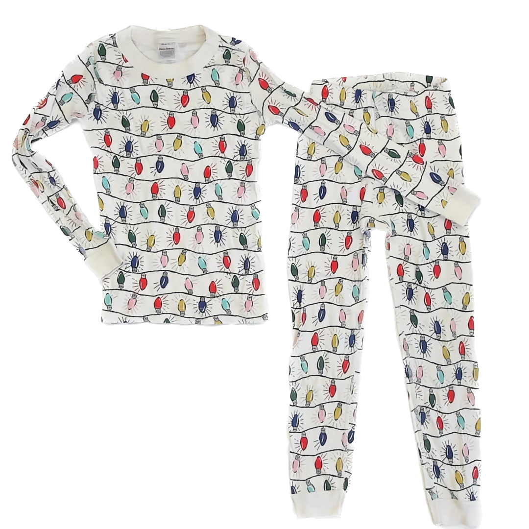 Hanna Andersson Unisex Christmas Tree Lights 2-piece Pajamas Size: 6-7 Years Christmas Tree Lights