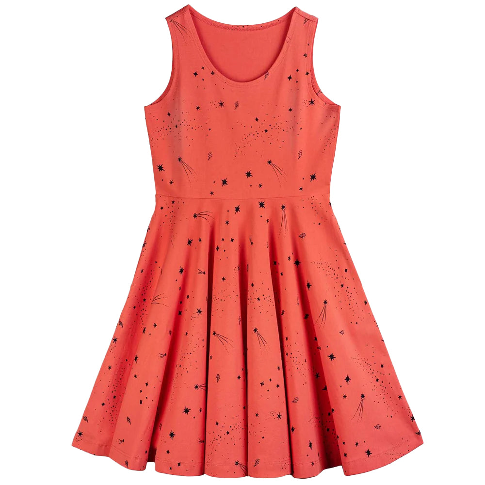 Mightly Girls Coral Black Stars Dress Size: 2-5T Coral Black Stars