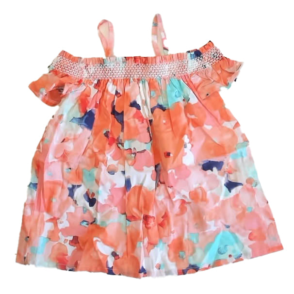 Janie & Jack Girls Coral Floral Dress Size: 2T Coral Floral