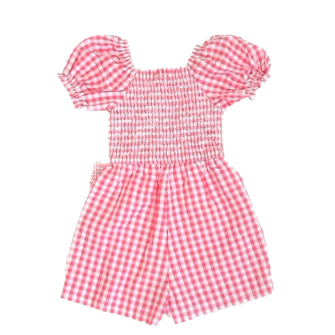 Fab Kids Girls Coral Gingham Dress Size: 6 - 7 Years Coral Gingham