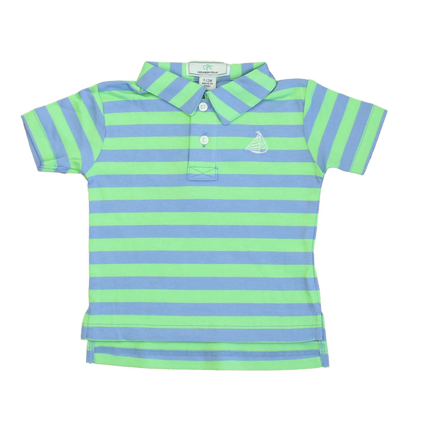 Classic Prep Boys Cornflower Blue | Summer Green Polo Shirt Size: 9-12 Months Cornflower Blue | Summer Green